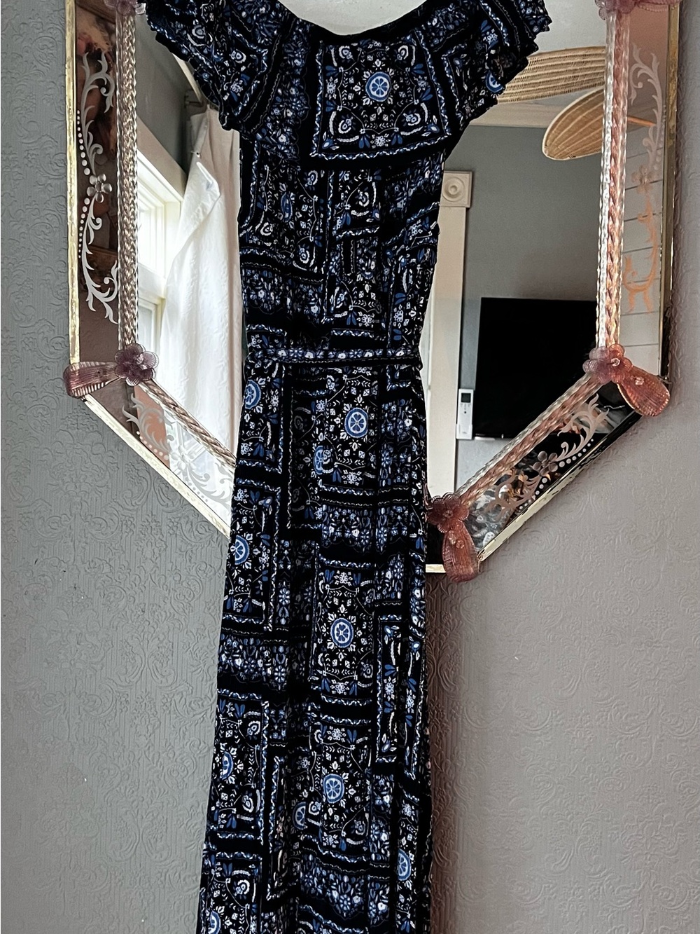 Lane Bryant, Size 10/12  Navy Bandana Pattern  Maxi Dress
